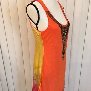 Hale Bob , orange , shoulder strap elegant dress with beets design up front